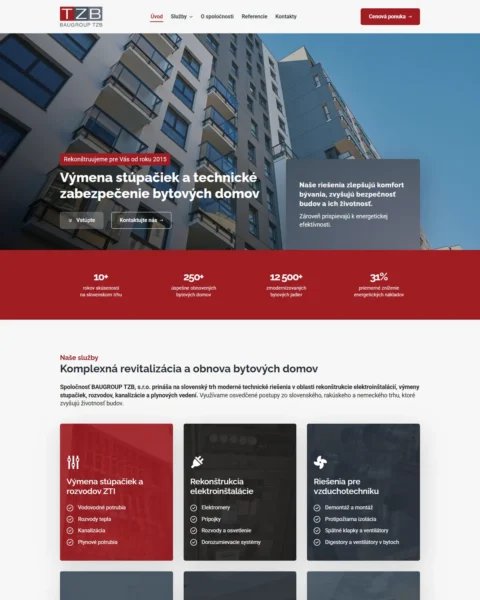 Web firmy BAUGROUP TZB – obnova a technické systémy bytových domov