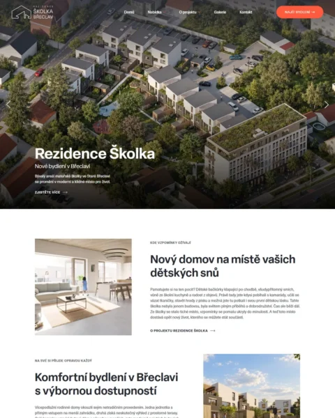 Web rezidenčného projektu Rezidence Školka v Břeclavi